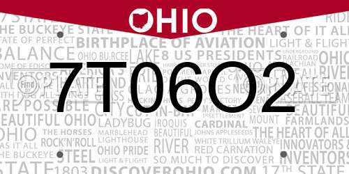 7T06O2 Ohio License Plate