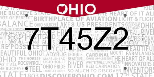 7T45Z2 Ohio License Plate