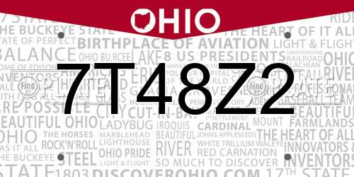 7T48Z2 Ohio License Plate