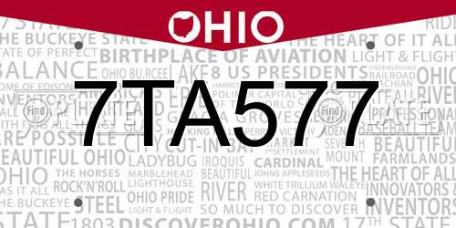 7TA577 Ohio License Plate