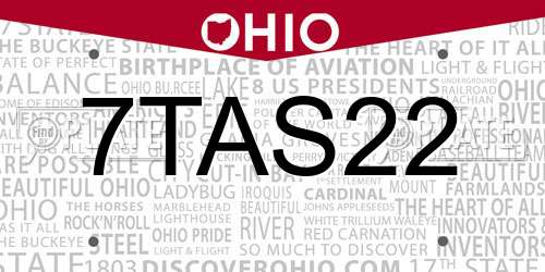 7TAS22 Ohio License Plate
