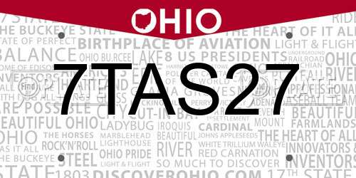 7TAS27 Ohio License Plate