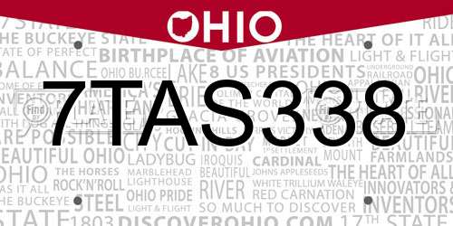 7TAS338 Ohio License Plate