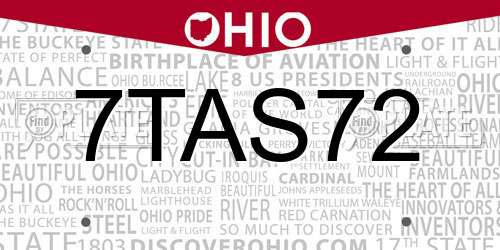 7TAS72 Ohio License Plate