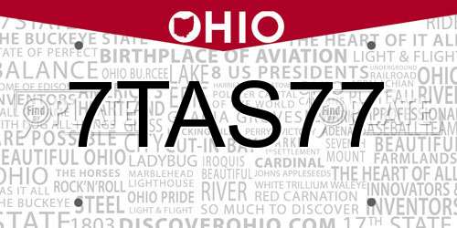 7TAS77 Ohio License Plate