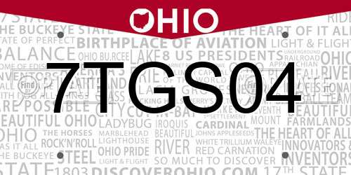 7TGS04 Ohio License Plate