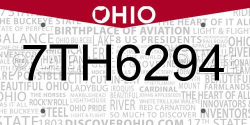 7TH6294 Ohio License Plate
