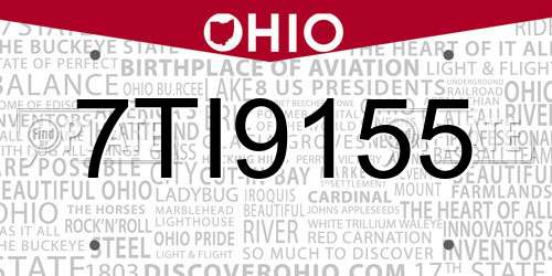 7TI9155 Ohio License Plate