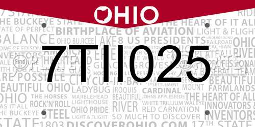 7TII025 Ohio License Plate