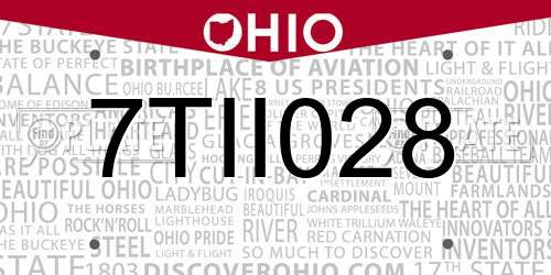 7TII028 Ohio License Plate