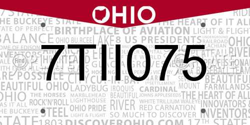 7TII075 Ohio License Plate