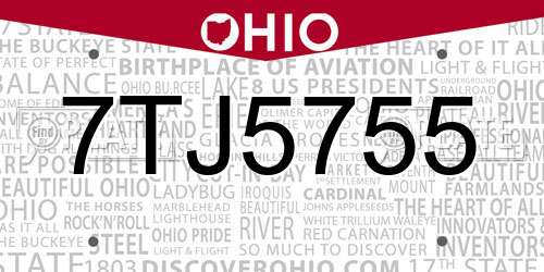 7TJ5755 Ohio License Plate