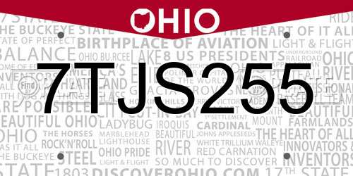 7TJS255 Ohio License Plate