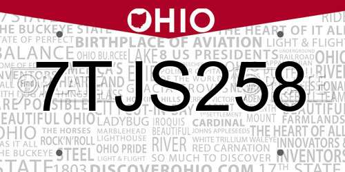 7TJS258 Ohio License Plate