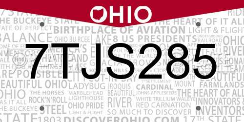 7TJS285 Ohio License Plate