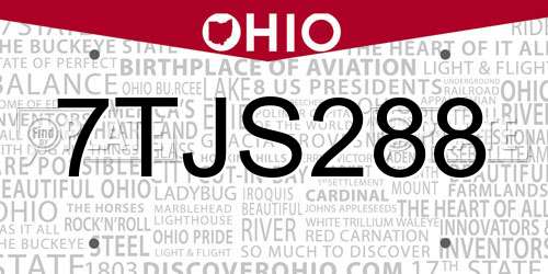 7TJS288 Ohio License Plate