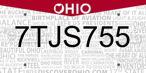 7TJS755 Ohio License Plate