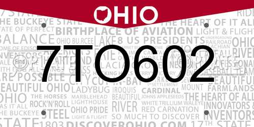 7TO602 Ohio License Plate