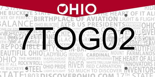 7TOG02 Ohio License Plate