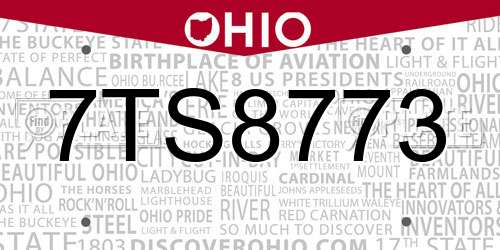 7TS8773 Ohio License Plate