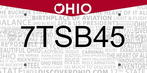 7TSB45 Ohio License Plate