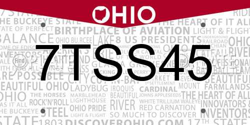 7TSS45 Ohio License Plate