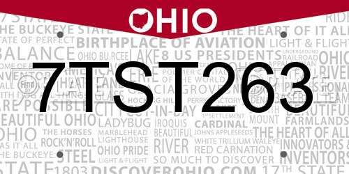 7TST263 Ohio License Plate