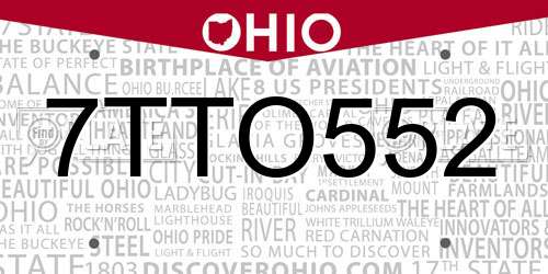 7TTO552 Ohio License Plate