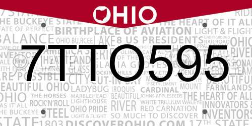7TTO595 Ohio License Plate