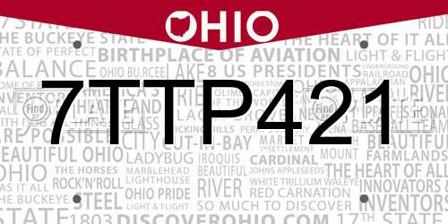 7TTP421 Ohio License Plate