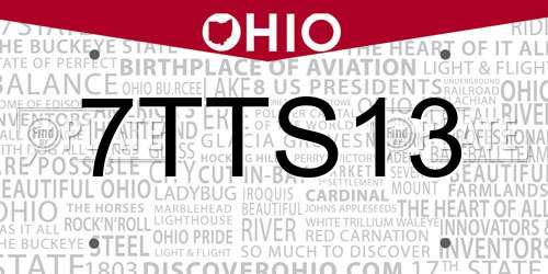 7TTS13 Ohio License Plate