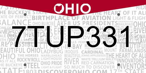 7TUP331 Ohio License Plate