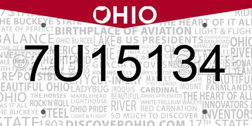 7U15134 Ohio License Plate