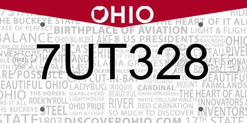 7UT328 Ohio License Plate