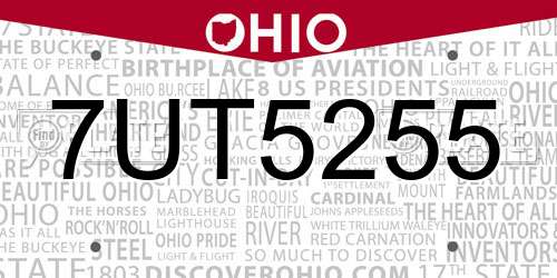 7UT5255 Ohio License Plate
