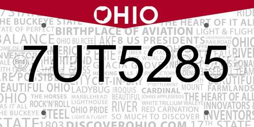 7UT5285 Ohio License Plate