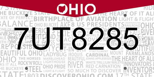 7UT8285 Ohio License Plate
