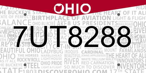 7UT8288 Ohio License Plate