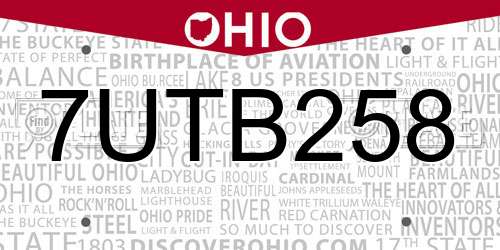 7UTB258 Ohio License Plate