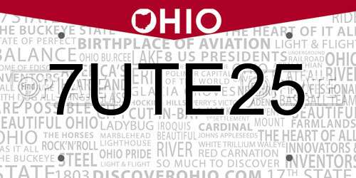 7UTE25 Ohio License Plate