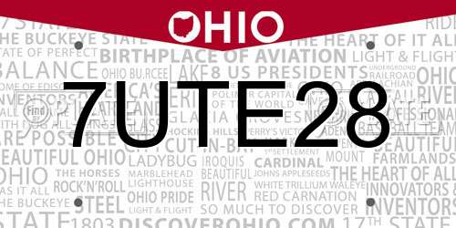 7UTE28 Ohio License Plate
