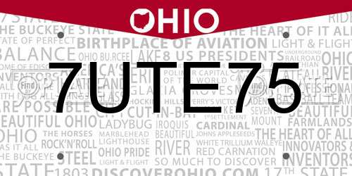 7UTE75 Ohio License Plate