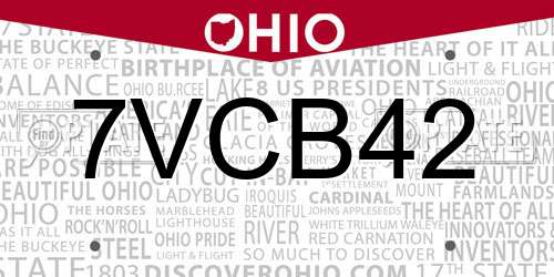 7VCB42 Ohio License Plate