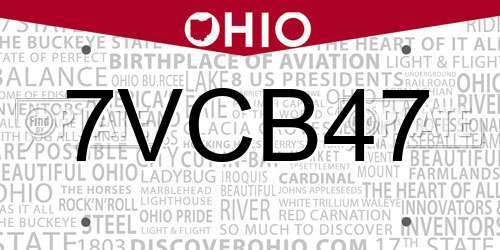 7VCB47 Ohio License Plate
