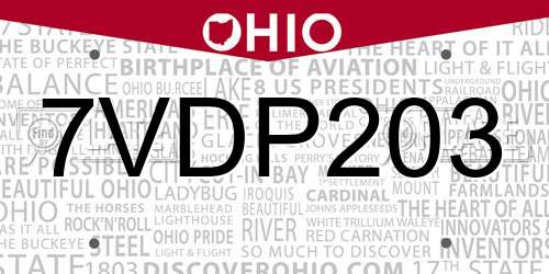 7VDP203 Ohio License Plate