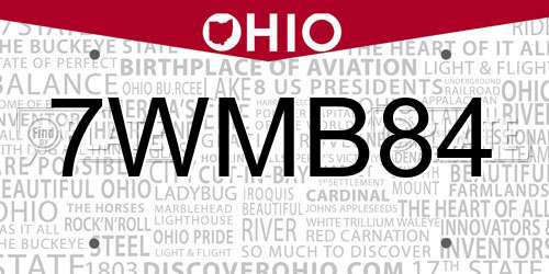 7WMB84 Ohio License Plate
