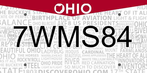 7WMS84 Ohio License Plate