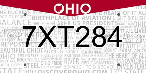 7XT284 Ohio License Plate