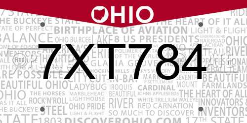 7XT784 Ohio License Plate
