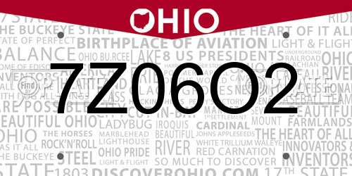 7Z06O2 Ohio License Plate
